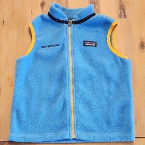 Patagonia Sky Blue Fleece Vest with Yellow Accents sz 4t